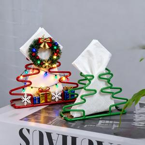 Porte-serviettes <span class=keywords><strong>de</strong></span> Noël <span class=keywords><strong>en</strong></span> fil métallique avec base <span class=keywords><strong>en</strong></span> bois, décoration <span class=keywords><strong>de</strong></span> <span class=keywords><strong>table</strong></span> <span class=keywords><strong>de</strong></span> Noël pour cuisine, fête, vacances - Product Image 4