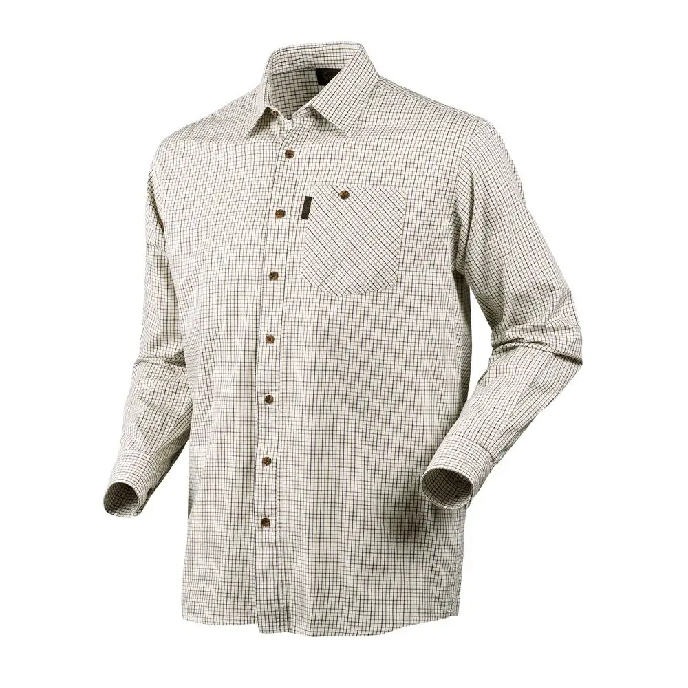 100% yarn-dyed fabric plaid long sleeve shirt for men
