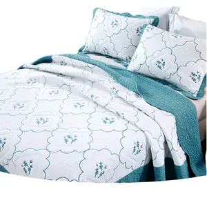厂家批发纯棉凉被床罩三件套绗缝绣花空调被子