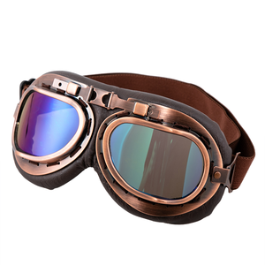 Gafas de Motocicleta Clásicas Retro Vintage LEADWAY XLW-LSB813MG, Lentes de PC de Lujo, Marco de PU, Protección Plateada, Transparente, Gris, Amarilla - Product Image 2