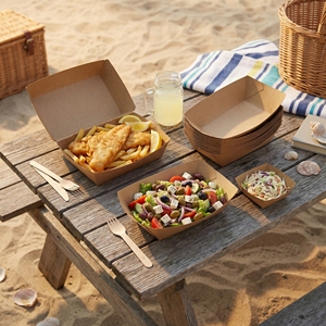 Boîtes alimentaires jetables en papier kraft robustes pour brunches, réceptions et fêtes de fin d'année – Plateaux de service écologiques et durables - Product Image 2