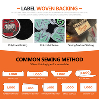 Label Kain Tenun Persegi Kustom Desain Pakaian Personalisasi Damask Satin Ramah Lingkungan Dapat Dicuci dengan Perekat