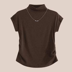 Camiseta de manga corta de ácido acético para <span class=keywords><strong>mujer</strong></span>, novedad de verano 2025, <span class=keywords><strong>camisa</strong></span> dorada fina con aspecto de hombro de una línea de <span class=keywords><strong>Color</strong></span> sólido a la moda - Product Image 5