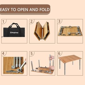 Lightweight <strong>Stable</strong> Folding Camping <strong>Table</strong> Bamboo Outdoor Folding <strong>Tables</strong> Adjustable Height Portable Picnic - Product Image 5
