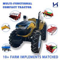 Tracteur agricole 4x4, petit véhicule utilitaire diesel compact avec chargeur et pelle arrière pour l'agriculture à grande échelle