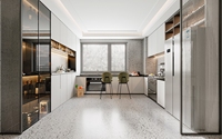 Meubles de cuisine modulaires de luxe modernes Lesso Home avec étagères de rangement en MDF et verre, tiroirs coulissants, couleur personnalisable