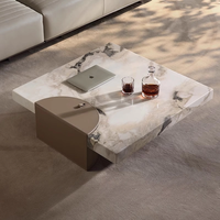 Table basse carrée multifonctionnelle en marbre, style moderne et luxueux, pour le salon, décoration d'intérieur