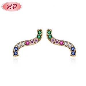 Ladies Fashion <b>Jewelry</b> <b>Wholesale</b> Earrings Women Minimalist <b>Non</b> <b>Tarnish</b> 18k Gold Micro Paved Cubic Zirconia Earrings Stud Earring - Product Image 5