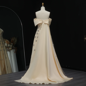 Jancember SZ455 gaun Proms Formal A-line Satin kristal, leher perahu Arab - Product Image 2