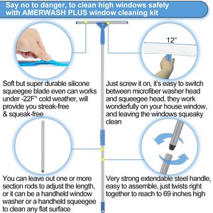 Chất Lượng Cao Không Có Vệt Thêm Mạnh Mẽ Mở Rộng Cực Đa Chức Năng Công Cụ Làm Sạch Scraper Rửa Kit Thích Hợp Cho Cửa Sổ Cao - Product Image 5