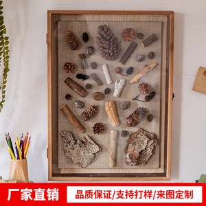 Legno massello eco-friendly Vintage fatto a mano tridimensionale Flip Photo Frame pianta fiore essiccato appeso a parete decorativo vuoto - Product Image 2