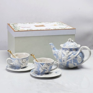 Coffret cadeau de service à thé en céramique bleue classique européenne Discount - Product Image 1