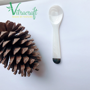 Cuillère à caviar unique avec incrustation de nacre noire Cuillères artisanales de qualité supérieure du Vietnam Parfait pour servir du caviar Taille 10cm - Product Image 1