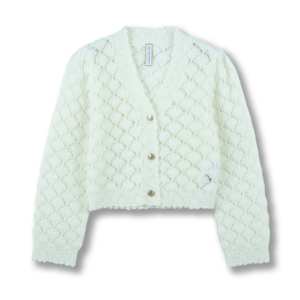 2025 personnalisé OEM & ODM dames élégant automne hiver col en V manches bouffantes <span class=keywords><strong>Cardigan</strong></span> boutons en métal pull - Product Image 2