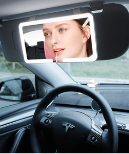 Espejo de Maquillaje para el Copiloto con Visera Solar Ajustable Tricolor LED de Alta Definición y Aumento de 3x, Resistente al Polvo y Montado en el Automóvil - Product Image 5