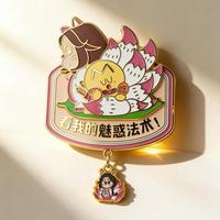 Aimant de réfrigérateur personnalisé en métal plaqué, émail dur, motif fille de dessin animé à l'arc, pour cadeaux souvenirs culturels