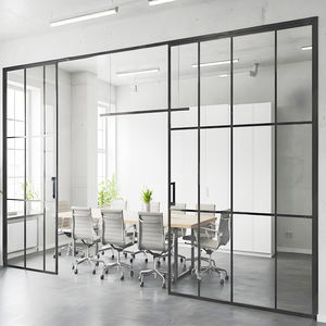 Divisorio in vetro con cornice personalizzata fonoassorbente in vetro temperato divisore da parete uso ufficio configurazione rapida in stile moderno - Product Image 1