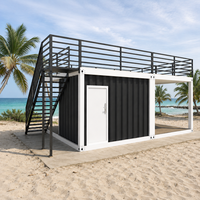 Maison modulaire préfabriquée à deux étages en conteneur de 40 pieds, maison en kit pour hôtel de plage, café, magasin
