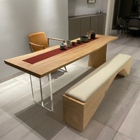 Meubles de salle à manger en noyer massif de haute qualité, modernes, écologiques, imperméables, table de cuisine avec base en fer pour restaurant