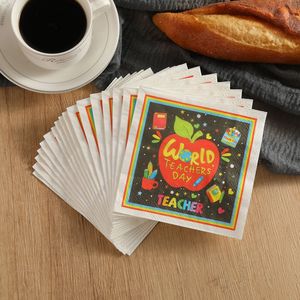 World Teachers Day Apple Printed Paper Napkins 250mm Disposable Party Tissues 20 Sheets Per Pack - Product Image 4