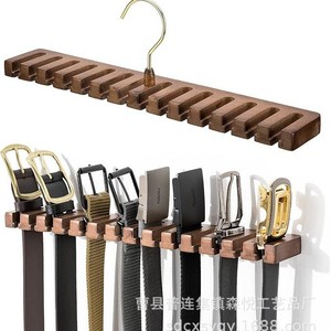 Organizador de almacenamiento tipo gancho con múltiples ranuras para cinturones y corbatas, de madera, para uso doméstico, que ahorra espacio, de forma rectangular. - Product Image 5