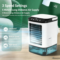 Mini Ventilador USB Evaporativo con 3 Velocidades Ajustables, 5 Aspas de Plástico, Control Manual Mecánico, Enfriador de Aire de Escritorio