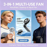 Conception pliable 235 ° Ventilateur portable 5 vitesses avec écran LED USB-C, 10h d'autonomie, idéal pour les voyages/concerts/croisières/événements sportifs/cadeaux