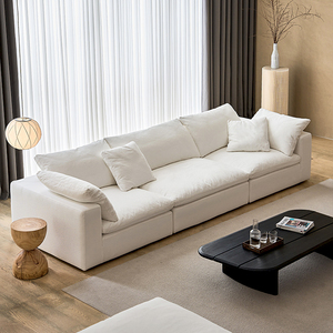 Canapé modulaire en forme de L de style moderne, en tissu de lin, pour le salon - Product Image 2