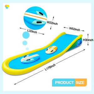 Toboggan aquatique gonflable 15 pieds avec pulvérisateur et 2 planches de surf, pour jardin, parc aquatique d'été, jouet pour enfants de 6 ans et plus - Grande Vente - Product Image 3