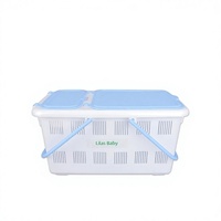 Geweven plastic opbergmand voor buiten, picknick, wasgoed, fruit, met handvat