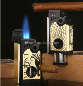 JOFI 5 Jets Flame 5 In 1 <b>Cigar</b> <b>Lighter</b> Multi-Function with V-Shaped Cutter <b>Cigar</b> Punch Portable Windproof Refillable <b>Lighter</b> - Product Image 1