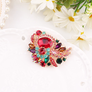 Bros Cantik Gaya Eropa Amerika untuk Grosir, Hiasan Bunga dan Daun Bertabur Rhinestone, Cocok untuk Pernikahan - Product Image 2