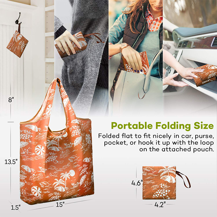 Customize Reusable foldable folding tote polyester nylon shopping bag