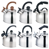 Bouilloire sifflante en acier inoxydable de 3.0 litres robuste avec revêtement de couleur de luxe moderne et design classique