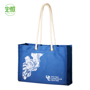 Hong'ao Durable réutilisable <span class=keywords><strong>toile</strong></span> coton sac fourre-tout personnalisé imprimé Logo ruban poignée personnalisé usage quotidien promotionnel cadeau sac - Product Image 1