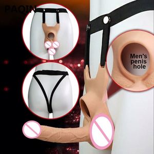 Arnés vibrador con dildo hueco para usar como bragas, con funda alargadora, juguetes sexuales para mujer y <span class=keywords><strong>gay</strong></span> - Product Image 2