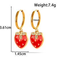 Ensemble de boucles d'oreilles et collier MaiNa en acier inoxydable avec motif de fruits (fraise, pastèque), bijoux mignons pour filles, décontractés, pour les fêtes, rouge, doux
