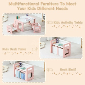 Ensemble de meubles modulaires Montessori SINKIPA pour enfants, bureau et chaise en plastique pour tout-petits, <span class=keywords><strong>table</strong></span> d'activités, étagère pour chambre à coucher, utilisation en appartement - Product Image 4