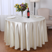 Nappe de fête personnalisée de couleur blanche Linge de maison Tissu en polyester Nappes de mariage rondes de 120 pouces pour les événements