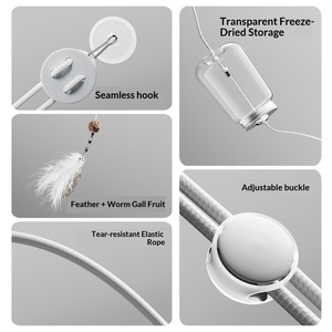 Distributeur de friandises pour <span class=keywords><strong>chat</strong></span> à suspendre à la porte, jouet interactif avec plumes, puzzle et friandises lyophilisées pour chats d'intérieur - Product Image 5