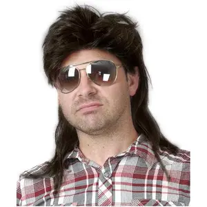 Kualitas Tinggi Grosir Panjang Bintang Rock Hip Hop Wig Modis Gaun Mewah Cosplay Disko Pesta Halloween 70S 80S Mullet Wig untuk Pria