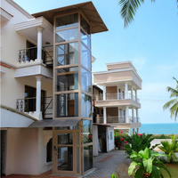 Lift Rumah Hidrolik Ascensor Para Casa 2 4 Lantai, Lift Kaca untuk Rumah Villa Hunian, Kapasitas 6 Orang