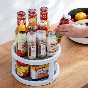 Kitchen Condiment <b>Rack</b> <b>Rotating</b> Double Layer Storage Tabletop Organizer For Seasoning <b>Spices</b> Food Storage - Product Image 1