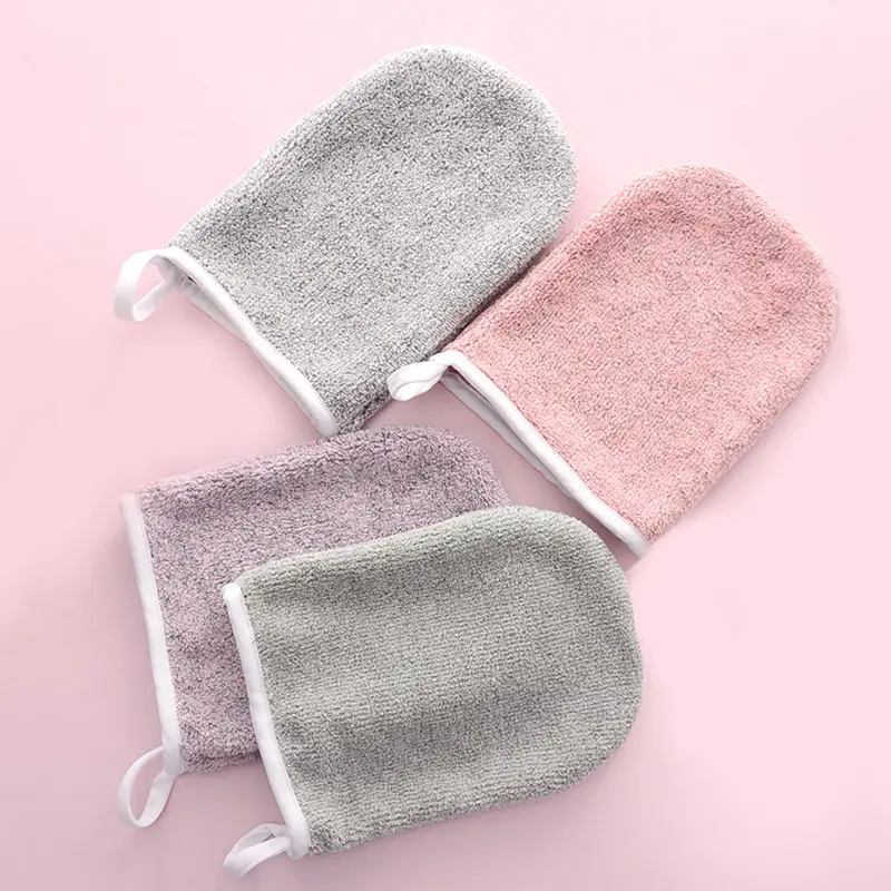 Reusable&Washable bamboo charcoal fiber make up glove face washing mitt reusable facial cloth pads makeup remover glove