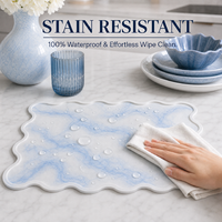 Set de table coréen traditionnel en silicone de luxe, écologique, motif marbre, bord festonné, imperméable, résistant à la chaleur, pour la décoration de la salle à manger.