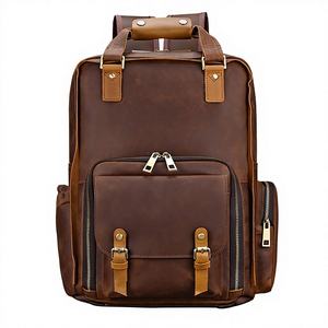 Mochila de Fotografía Retro de Cuero Crazy Horse, Bolsa de Viaje de Gran Capacidad para Hombre, Bolsa de Cámara DSLR de Cuero Genuino para Exteriores, Algodón - Product Image 1