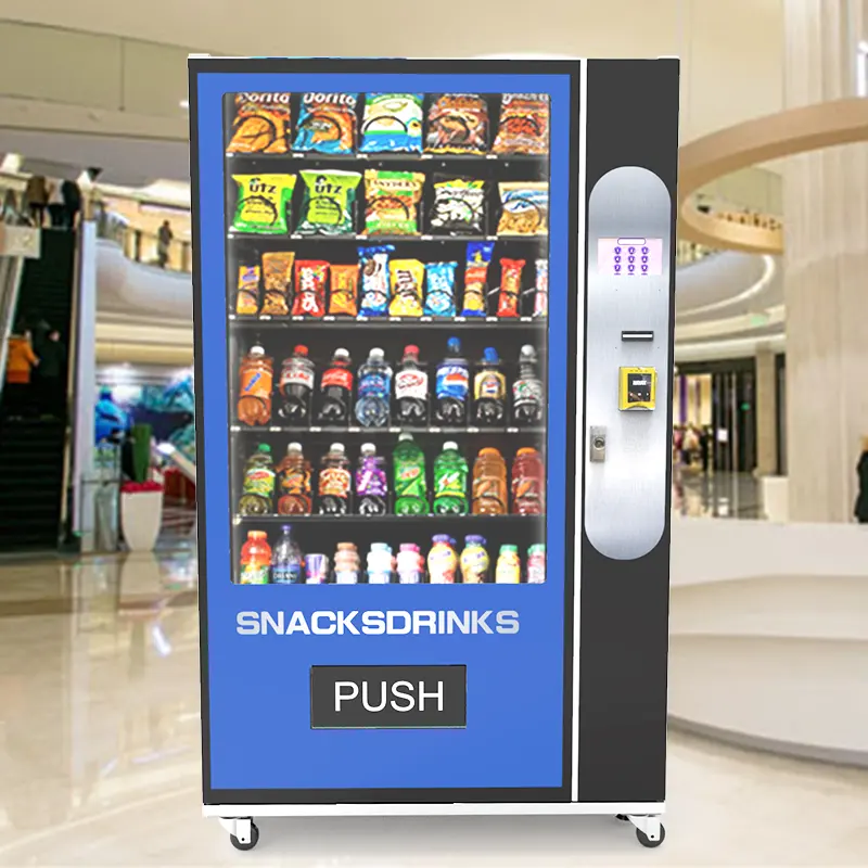 खाद्य पदार्थों और पेय पदार्थों के लिए बेस्ट सेलर यूरोप ड्रिंक वेंडिंग मशीन, नकद सिक्का परिवर्तन कार्ड भुगतान के साथ स्नैक वेंडिंग मशीन
