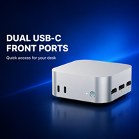 Mini PC à double port USB-C avec accès frontal, connexion rapide des périphériques, ordinateur de bureau pour stockage mobile et système d'accessoires de bureau