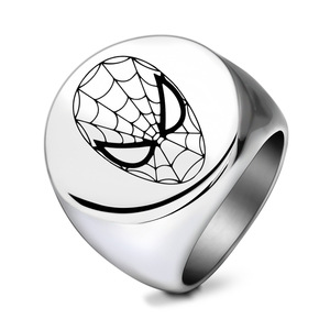 Anillo redondo <span class=keywords><strong>de</strong></span> acero inoxidable con grabado láser para hombre y mujer, anillo periférico para televisión, máscara <span class=keywords><strong>de</strong></span> Spiderman - Product Image 2