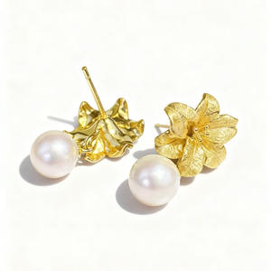 Accessoires en perles DIY 22688DIY, support vide pour boucles d'oreilles en argent S925, or/argent, boucles d'oreilles avec pendentif de 8 à 13 mm, boucles d'oreilles tendance - Product Image 5